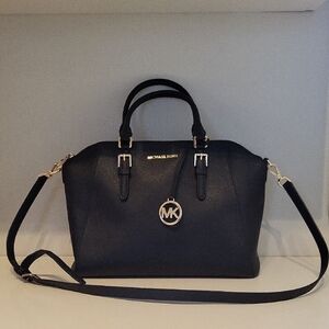 Michael Kors Black Satchel with Gold Accents